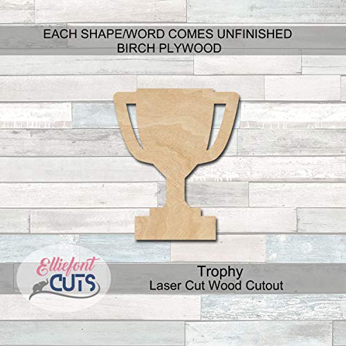 Trophy Wood Cutouts for crafts, Laser Cut Wood Shapes 5mm thick Baltic Birch Wood, Multiple Sizes Available Elliefont Styles