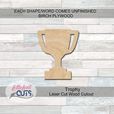 Trophy Wood Cutouts for crafts, Laser Cut Wood Shapes 5mm thick Baltic Birch Wood, Multiple Sizes Available Elliefont Styles