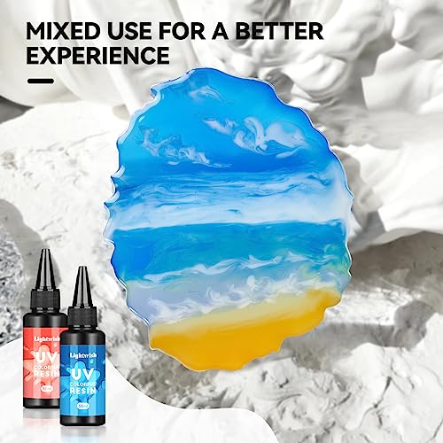 Colored UV Resin,8 Colors UV Resin Kit,Quick Ultraviolet Curing Epoxy Resin for Craft,Jewelry Making,DIY Making, (50g Each) LIGHTWISH