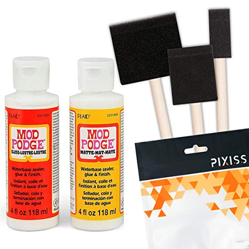 Mod Podge Decoupage Starter Kit, Gloss and Matte Medium with 3 Pixiss Foam Brushes, Waterproof for Puzzles, Wood and More - WoodArtSupply