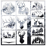 11 Pcs Deer Stencils Forest Mountain Tree Deer Head Stencils for Wood Burning Stencil Template Stencils for Painting on Wood Crafts Home Decors Huahui