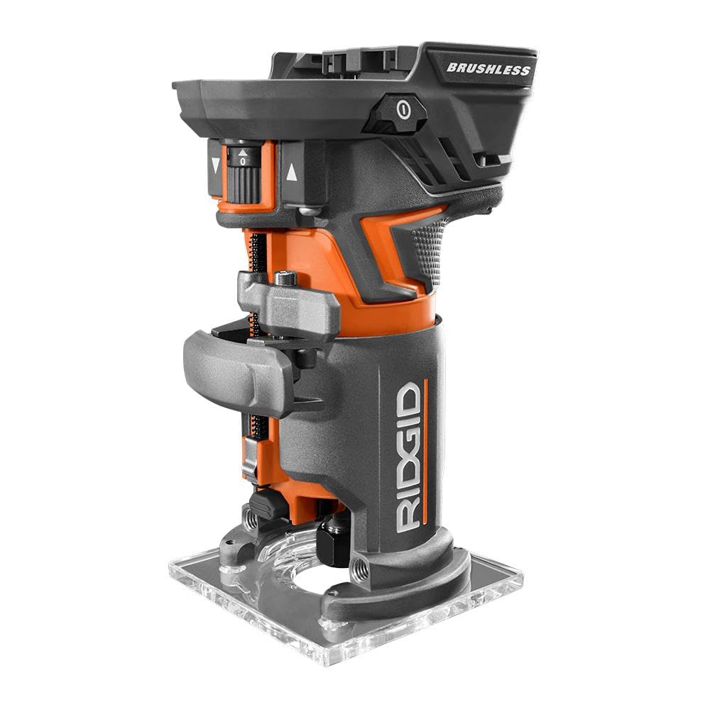18-Volt OCTANE™ Cordless Brushless Compact Fixed Base Router with 1/4 in. Bit, Round and Square Bases, and Collet Wrench RIDGID