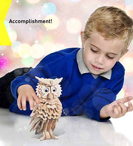 Puzzled 3D Puzzle Owl Wood Craft Construction Model Kit, Fun Unique & Educational DIY Wooden Toy Assemble Model Unfinished Crafting Hobby Puzzle to