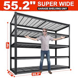 REIBII 55.2" W Garage Shelving Heavy Duty Garage Storage Shelves 3000LBS Adjustable 5 Tier Metal Shelving Unit for Storage Rack Storage Shelves REIBII