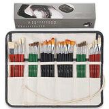 ARTIFY 41 Pieces Long Handle Paint Brushes, Expert Series, Hog Bristle, Horse Hair and Nylon Hairs Art Set Includes a Carrying Canvas Roll, for ARTIFY art supplies