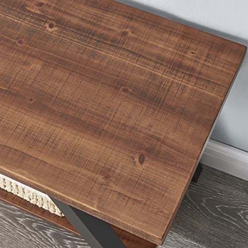 IBF Solid Wood Entryway Bench, Natural Real Wood Storage Bench, Farmhouse Wooden Shoe Bench in Entry Way Hallway Foyer Rack, Bedroom Bench Seat for IBF