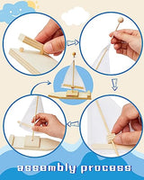Jenaai 10 Pcs DIY Wooden Boat Kits Wooden Sailboat to Paint Decorate Unfinished Wood Blank Craft Model Boat Toy Sailboat Building Activities for Kids Jenaai