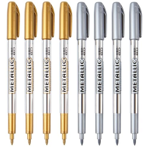 Dyvicl Metallic Markers Pens - Silver and Gold Paint Pens for Black Paper, Glass, Rock Painting, Halloween Pumpkin, Card Making, Scrapbook Album, - WoodArtSupply