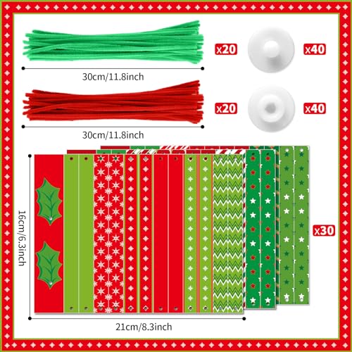 30Pcs Christmas Ball DIY Craft Kit Christmas Ball Paper Strip Crafts Xmas DIY Ornament Crafts Christmas Tree Paper Crafts Decorations Xmas Crafts for CHUNNIN