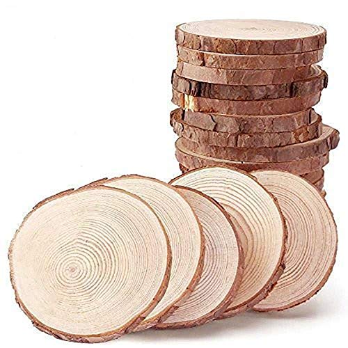 Natural Wood Slices 4 Pcs 5-6 Inches Diameter x 3/5 Thick Big Size Craft  Wood Unfinished Wooden Circles Great for DIY Arts and Crafts Christmas