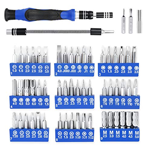 ORIA Precision Screwdriver Kit, 60 in 1 with 56 Bits Screwdriver Set, Magnetic Driver Kit with Flexible Shaft, Extension Rod for Mobile Phone,