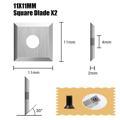 Aogbra 8Pcs Tungsten Carbide Cutters Inserts Set for Wood Lathe Turning Tools(Include 11mm Square with Radius,12mm and 8.9mm Round,30x10mm Diamond - WoodArtSupply