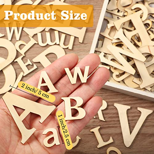 260 Pieces 1 Inches and 2 Inches Wooden Letters Unfinished Wood Alphabet Letter for Crafts Natural Blank ABCs Cutouts Small Home Wall Decor for Blulu