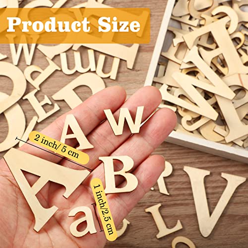 260 Pieces 1 Inches and 2 Inches Wooden Letters Unfinished Wood Alphabet Letter for Crafts Natural Blank ABCs Cutouts Small Home Wall Decor for