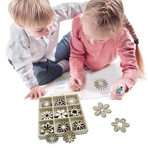 IMIKEYA 1 Box of 45pcs Wooden Embellishments Cutouts Wooden Slices Flower Shapes Decorations Unfinished Crafts Ornaments IMIKEYA
