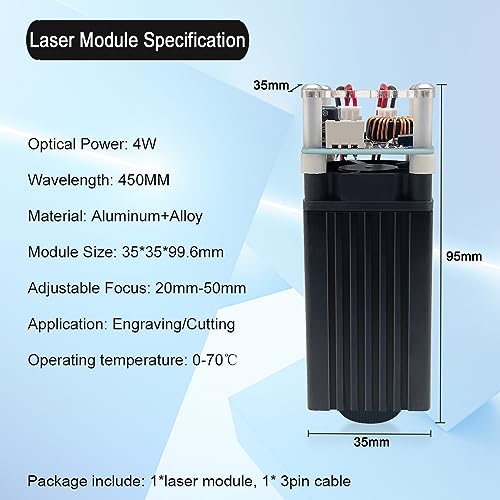 LASER TREE Laser Engraver Module, 20W Laser Engraving Cutting Module, 4W Optical Power Laser Head, Adjustable Focal, 450nm Laser Head for Laser LASER TREE