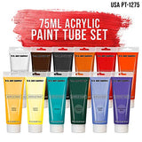 U.S. Art Supply Professional 12 Color Set of Acrylic Paint in Extra-Large 75ml Tubes - Rich Pigment Vivid Colors for Artists, Students, Beginners, US Art Supply
