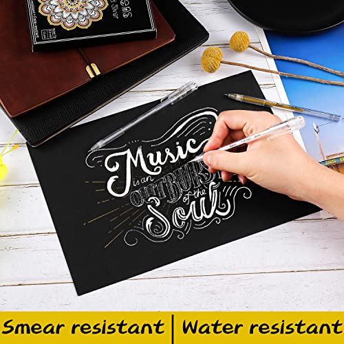 Dyvicl White Gold Silver Gel Pens, 0.8 mm Fine Point Pens Gel Ink Pens for Black Paper Drawing, Sketching, Illustration, Adult Coloring, Journaling, Dyvicl