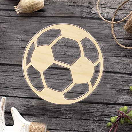 Soccer Ball Wood Craft Unfinished Wooden Cutout Art DIY Wooden Signs Inspirational Wall Plaque Rustic Wood Hanging Sign Decor for Home Living Room Arupkeer