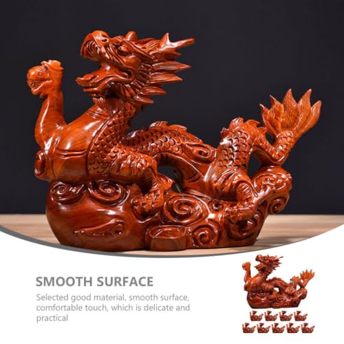 EXCEART 1pcs Wooden Chinese Fengshui Dragon Figurine Statue 10cm Mini 2024 Year of The Dragon Gift Chinese Zodiac Dragon Figurines Wood Hand Carved EXCEART