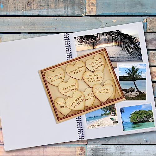 VOSAREA 1 Set Wooden Friendship Gift Box Reasons Why You Are My Friend Box Unfinished Wooden Keepsake Box with Wood Heart Slice Birthday Gifts VOSAREA