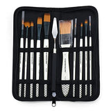 Transon Paint Brush Kit 10pcs Art Brushes and 1 Paint Spatula with Brush Case TRANSON