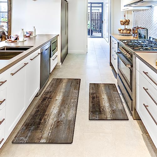 MAYHMYO Anti Fatigue Kitchen Mat - Set of 2 - Taupe Abstract Art Comfort Mats - Cushioned, Non Slip Floor Mat MAYHMYO