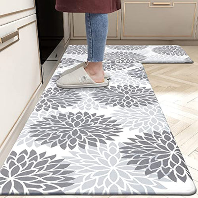 HEBE Anti Fatigue Kitchen Rug Sets 2 Piece Non Slip Kitchen Mats for Floor Cushioned Kitchen Rugs and Mats Waterproof Comfort Standing Mat Runner for