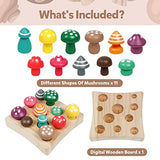 NAODONGLI Wooden Montessori Toys for Toddler,Educational Toys for 3 Year Old,STEM Toys Mushroom Harvest Game,Learing Shape Sorting & Number NAODONGLI