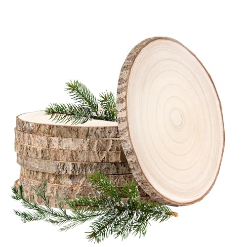 Wood Slices Unfinished 8 Pcs Wood Rounds 8-9 Inches Wood Slices for Centerpieces,Tables, Natural Wood Slices for Crafts Wedding Party Holiday Decor - WoodArtSupply