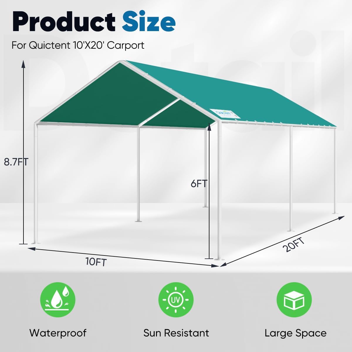 Quictent 10'X20' Heavy Duty Carport Car Canopy Carport Tent Car Shelter Canopy Outdoor Carport Canopy Boat Shelter-Green Quictent