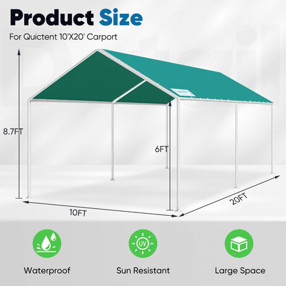 Quictent 10'X20' Heavy Duty Carport Car Canopy Carport Tent Car Shelter Canopy Outdoor Carport Canopy Boat Shelter-Green - WoodArtSupply