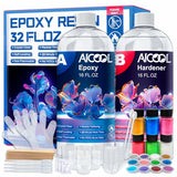 Aicool Epoxy Resin 32OZ, Epoxy Resin Kit, Crystal Clear Art Resin Not Yellowing, No Bubble, Self Leveling, High-Gloss, Casting & Coating for DIY Aicool