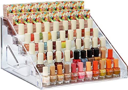 YIEZI Nail Polish Organizer 84 Bottles of 7 Layers Sunglass Organizer Acrylic Display Rack Eyeglasses Storage Essential Oils Holder Makeup Organizer - WoodArtSupply