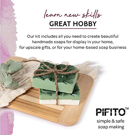 Pifito Soap Making Kit │ DIY Soap Making Supplies - 3 lbs Melt and Pour Soap Base (Goats Milk, Shea Butter, Clear), 10-Pack Mica "Original" Colorants Pifito