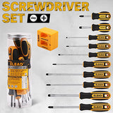 11PCS Screwdriver Set 5 Phillips and 5 Slotted Tips magnetic screwdriver set screw driver work on small screws as well as large. Magnetizer ELEAD