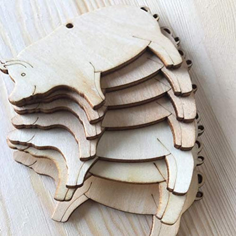 Amosfun 10pcs Pig Shape Wood Pig Wooden Cutout Shape Blank Wood Gift Tags Blank Wooden Hang Label Tags Unfinished Wood Tags for Wine Wood Name Tags, Amosfun