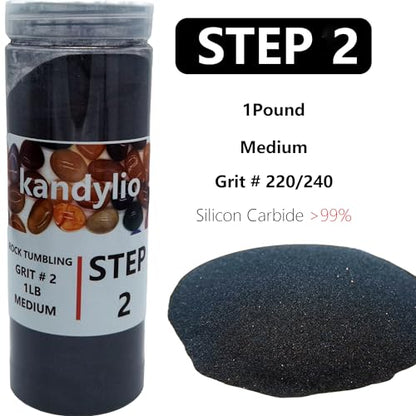 Kandylio Rock Tumbler Grit Kit 4 Lbs. 4-Steps Rock Tumbling Grit and Polish Refill,Polish Up to 30 lbs. of Rocks, Rock Polishing Grit Media for Any - WoodArtSupply