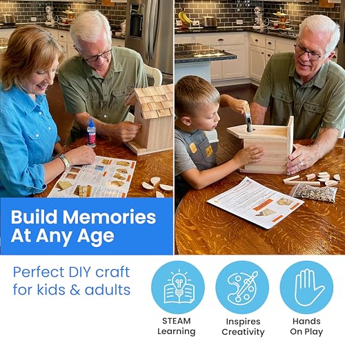 SparkJump Premium Wooden Bird House Kit | Build it Yourself Birdhouse | Birdhouse Kits for Adults to Build | DIY Bird House Kit and Woodworking Adult SparkJump