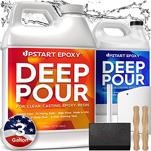 Upstart Epoxy 2" Deep Pour Epoxy Resin Kit DIY - Made in USA - 2 Part Formulation - Perfect Casting Resin for River Table, Countertop, Tabletop, Art,