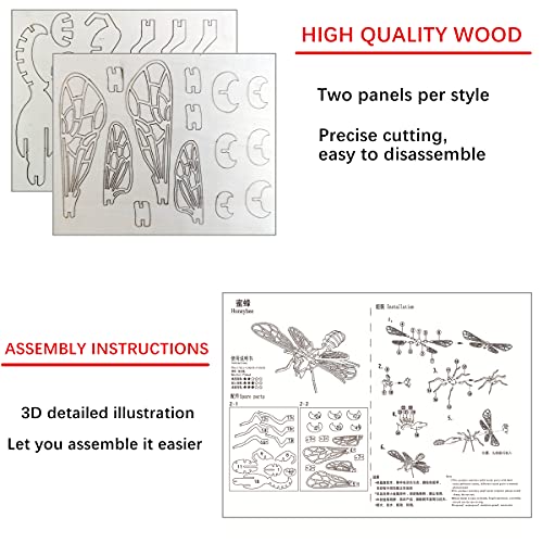 3D Wooden Insect Puzzle Set - 6 Engaging Models for DIY Assembly and Educational Fun - WoodArtSupply