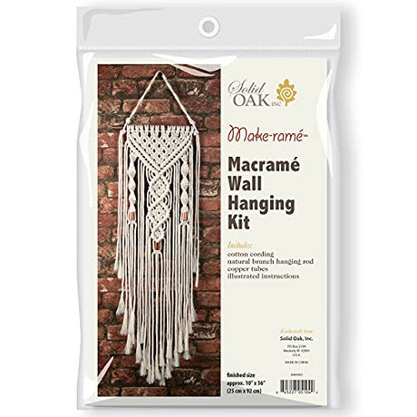 Solid Oak Macramé Wall Hanger Kit - Double Twist, Original version Make-rame