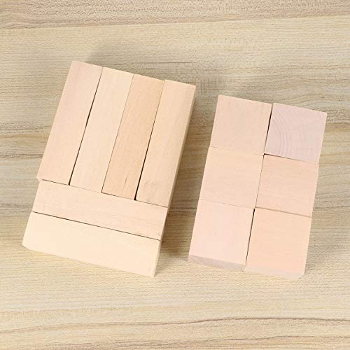 Milisten 12pcs Basswood Carving Blocks Wooden Cubes Unfinished Rectangular Wood Blocks Wood Square Cubes Blocks for Painting and Decorating DIY