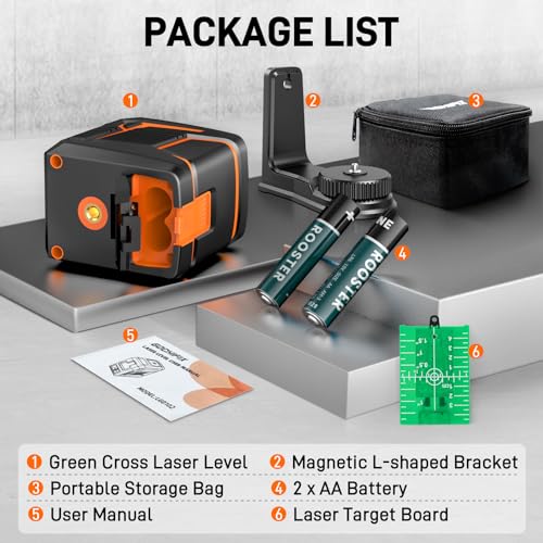 Laser Level GOCHIFIX Self Leveling Cross Line Laser 100ft Green Cross Laser Level with Manual Mode IP54 Waterproof for Picture Hanging and - WoodArtSupply