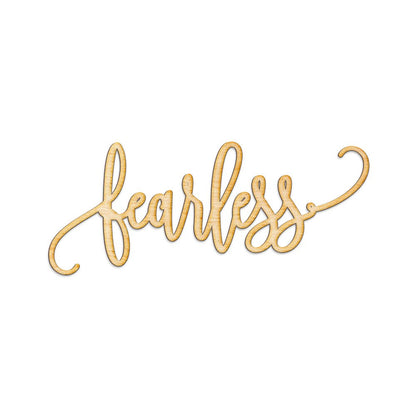 Woodums Fearless Script Word Wood Sign Home Décor Wall Art for Gallery Wall - Unfinished 12" Wide x 5" Tall