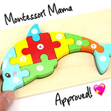 Montessori Mama Wooden Toddler Puzzles for Kids Ages 3-5, Montessori Toys for 2 Year Old, Wooden Puzzles for Toddlers 1-3 Years, 4-Pack Toddler Montessori Mama