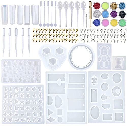 EuTengHao 229Pcs DIY Jewelry Casting Molds Tools Set More Than 120 Designs Contains 8 Silicone Jewelry Resin with 70 Designs,1 Earring Molds with 25 EuTengHao