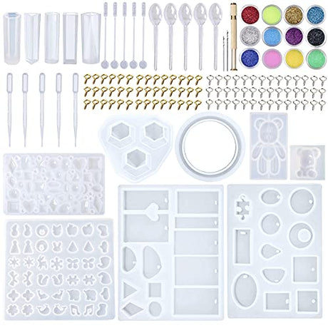 EuTengHao 229Pcs DIY Jewelry Casting Molds Tools Set More Than 120 Designs Contains 8 Silicone Jewelry Resin with 70 Designs,1 Earring Molds with 25 EuTengHao