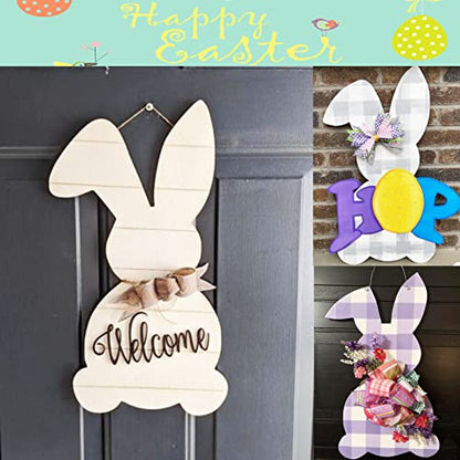 4 Pieces 16 Inch Easter Wooden Bunny Cutouts Unfinished Wooden Bunny Cutout Easter Rabbit Cutouts for Easter Crafts Easter Spring Decorations - WoodArtSupply