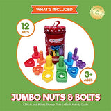 Jumbo Nuts and Bolts For Toddlers - Fine Motor Skills Rainbow Matching Game Montessori Toys For Toddlers & Toddler Games | 12 pc Occupational Therapy KIDS KORNER